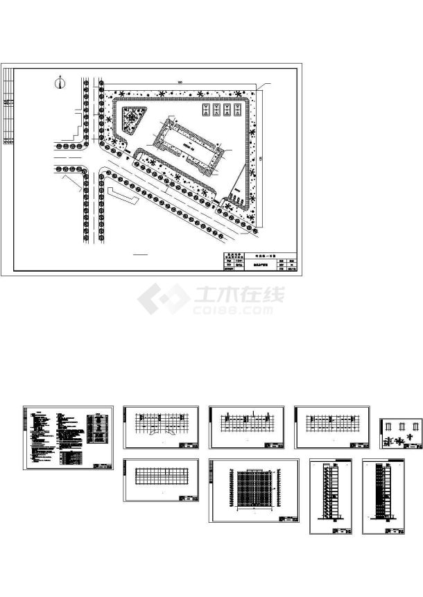 11155平米15层框剪住宅楼建筑结构设计施工cad图纸，共十一张-图一