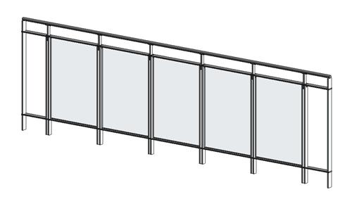 扶手-玻璃嵌板带扁钢栏杆_图1
