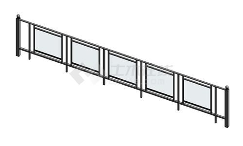 扶手-玻璃嵌板带球形支柱