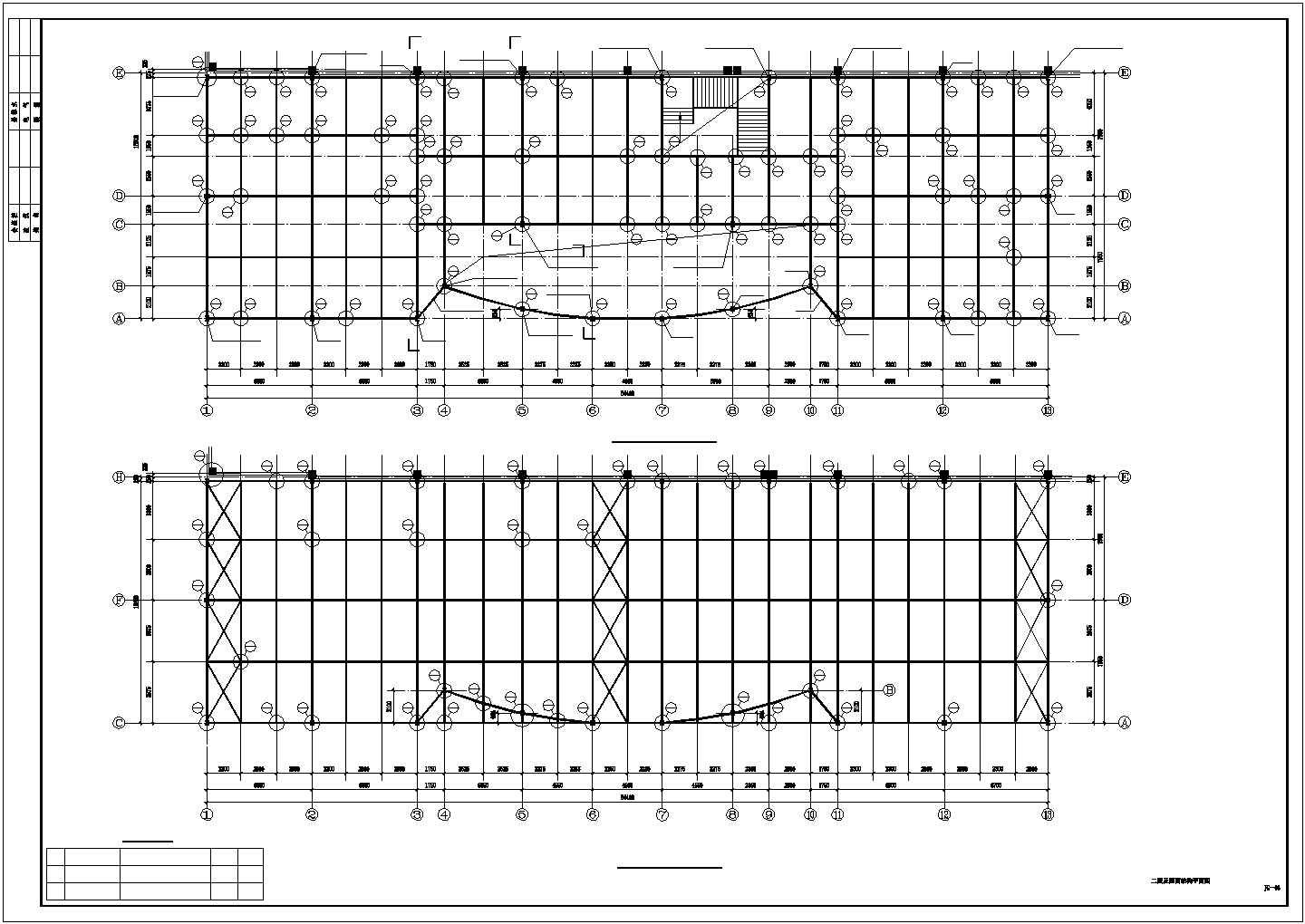 某地二层全钢结构展示厅结构设计cad图