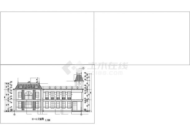 某地区二层会所建筑设计施工cad图-图一