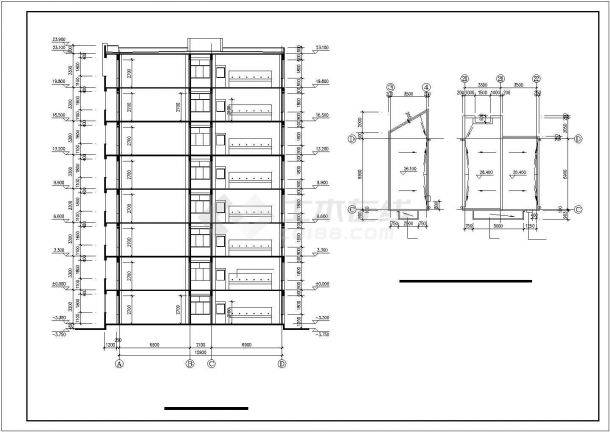 南昌市某大学4200平米7层框架结构宿舍楼建筑设计CAD图纸-图二