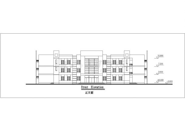 南京某中学6200平米3+1层框架结构教学楼平立剖面设计CAD图纸-图一