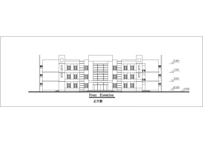 南京某中学6200平米3+1层框架结构教学楼平立剖面设计CAD图纸_图1