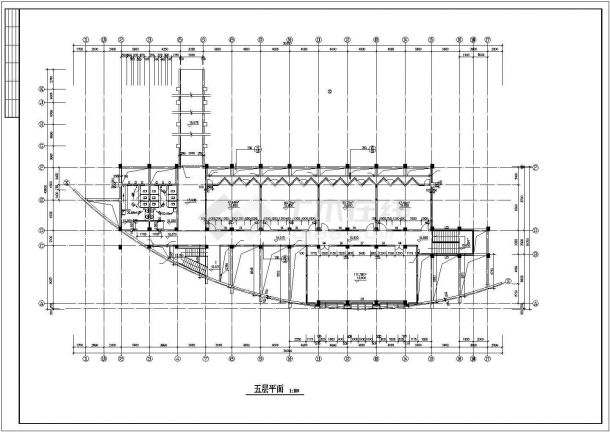 扬州某中学占地950平米5层钢混框架结构教学楼建筑设计CAD图纸-图一