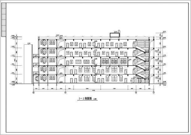 扬州某中学占地950平米5层钢混框架结构教学楼建筑设计CAD图纸-图二