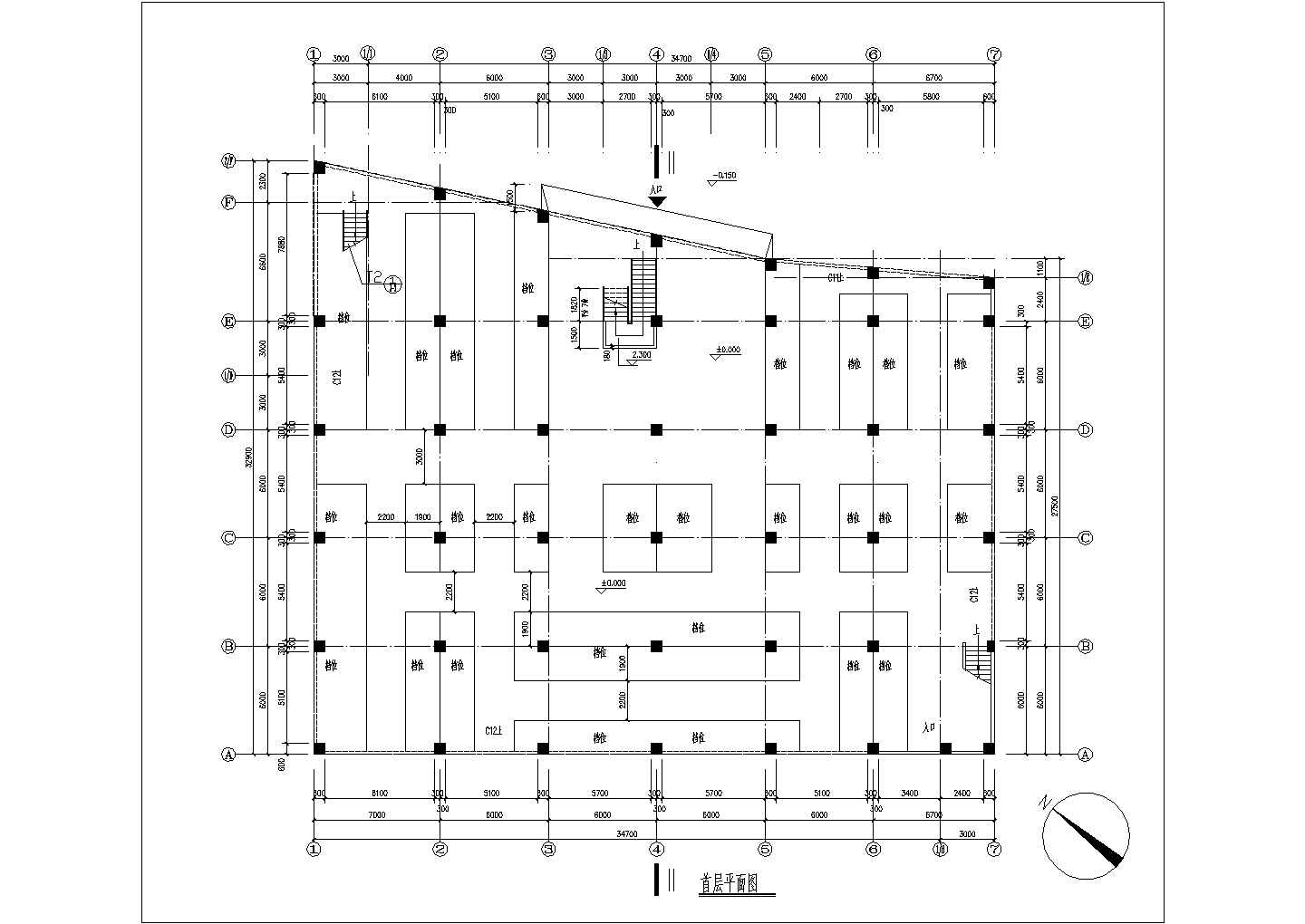 某多层框混结构商业楼工程设计cad全套建筑施工图