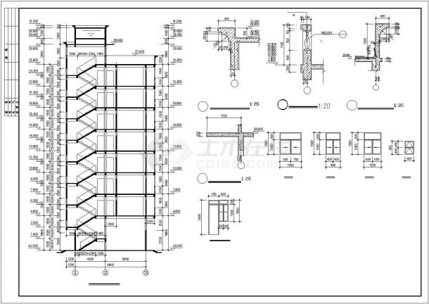 1850平米8层框混结构住宅楼建筑设计CAD图纸（1层2户/含架空层）-图二