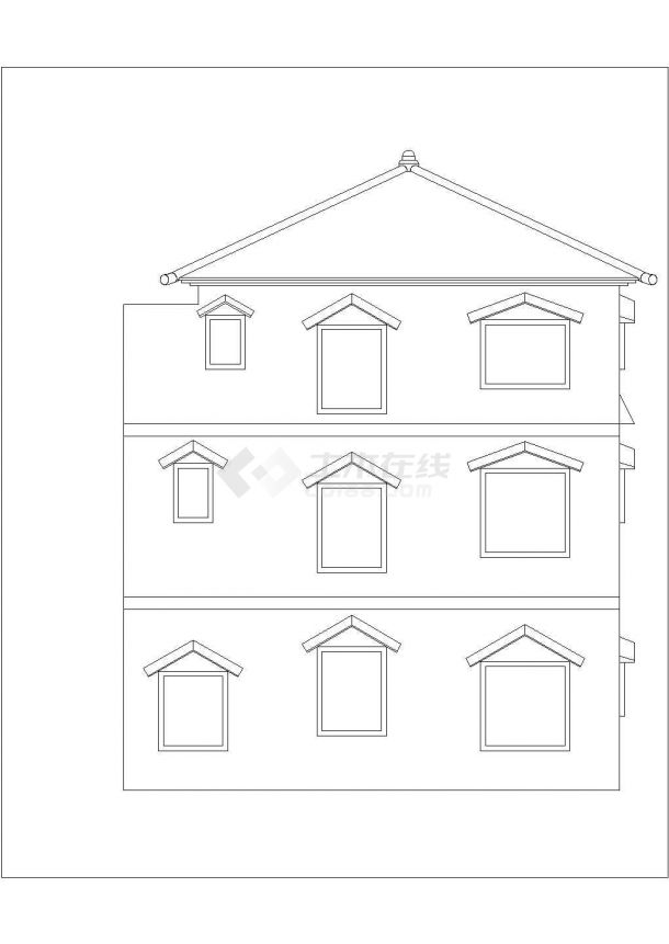 杭州某别墅区四栋3层连排别墅平剖面设计CAD图纸（每栋270平米）-图一