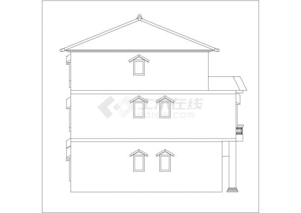 杭州某别墅区四栋3层连排别墅平剖面设计CAD图纸（每栋270平米）-图二