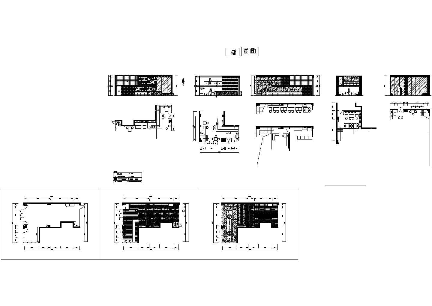 二层西餐厅室内设计方案【一二层的平面布置 尺寸定位 地坪布置 天花布置 插座点位 内立面】