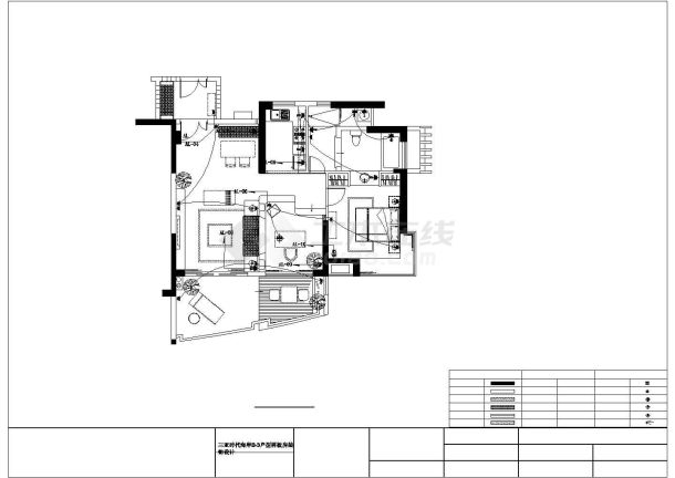 2室2厅样板房室内装修设计 cad 图纸-图二