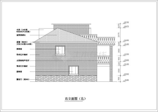 沧州市某村镇265平米2层砖混结构乡村别墅平立剖面设计CAD图纸-图一