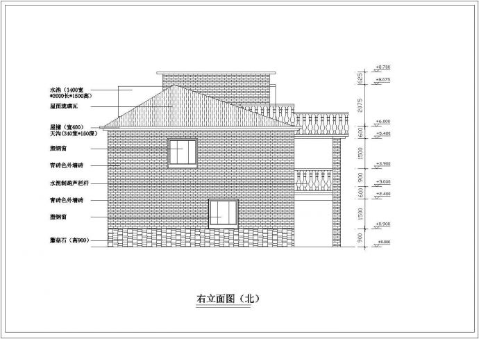 沧州市某村镇265平米2层砖混结构乡村别墅平立剖面设计CAD图纸_图1