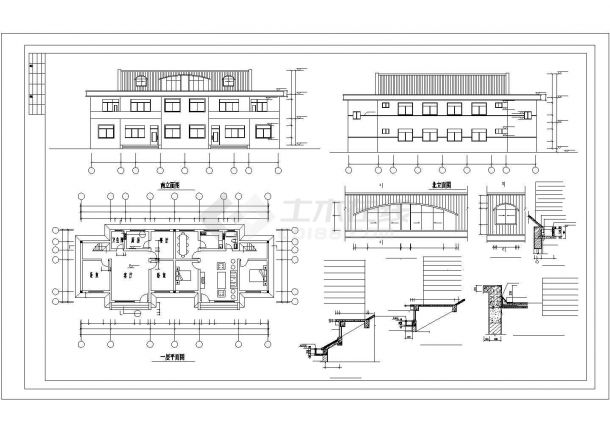 南京某小区2层框混结构双拼别墅全套建筑设计CAD图纸（每户184平米）-图二