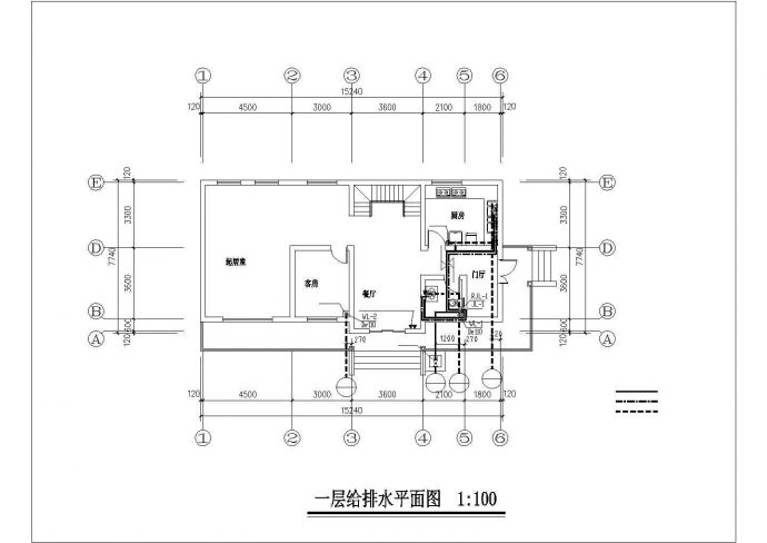 某小区230平米3层单体别墅平面给排水设计CAD图纸_图1