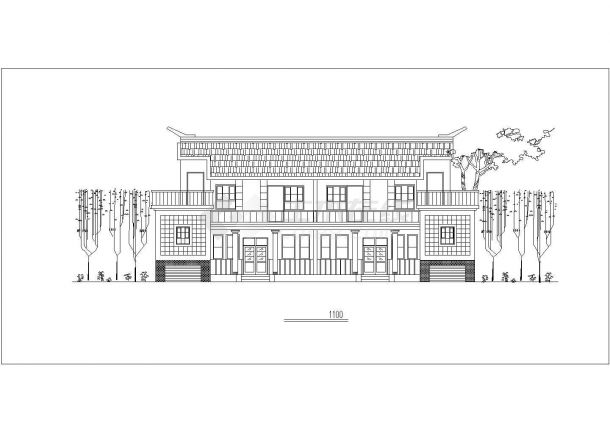 280平米2层砖混结构双拼独院式别墅平立剖面设计CAD图纸-图二