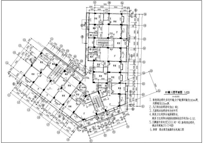 某城市住宅区高层住宅楼设计施工CAD图纸_图1