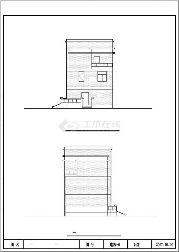 海口市某现代化村镇320平米3层砖混单体别墅建筑设计CAD图纸-图二