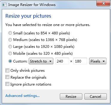 Image Resizer for Windows(右键菜单修改图片尺寸) V1.0 英文版下载
