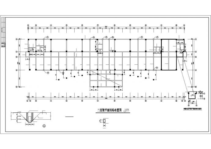 长78米 宽23.9米 7+1夹层框架办公楼结构施工图_图1