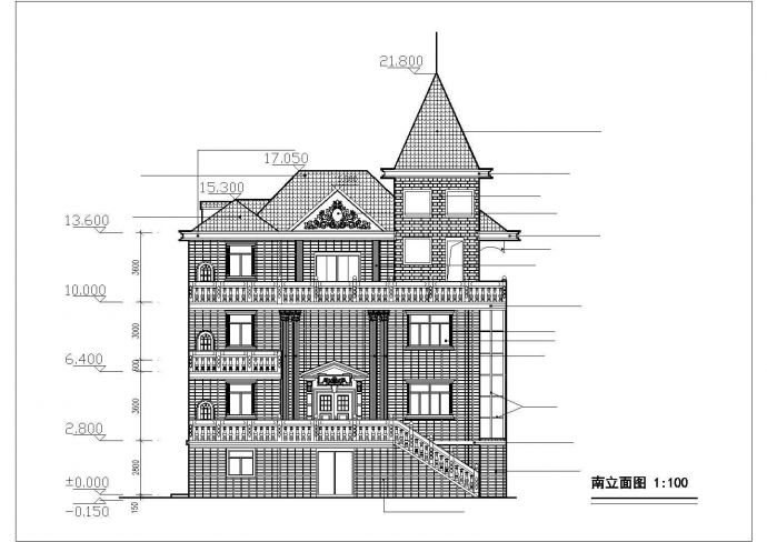 湘潭市某现代化村镇950平米4层框架结私人住宅楼建筑设计CAD图纸_图1