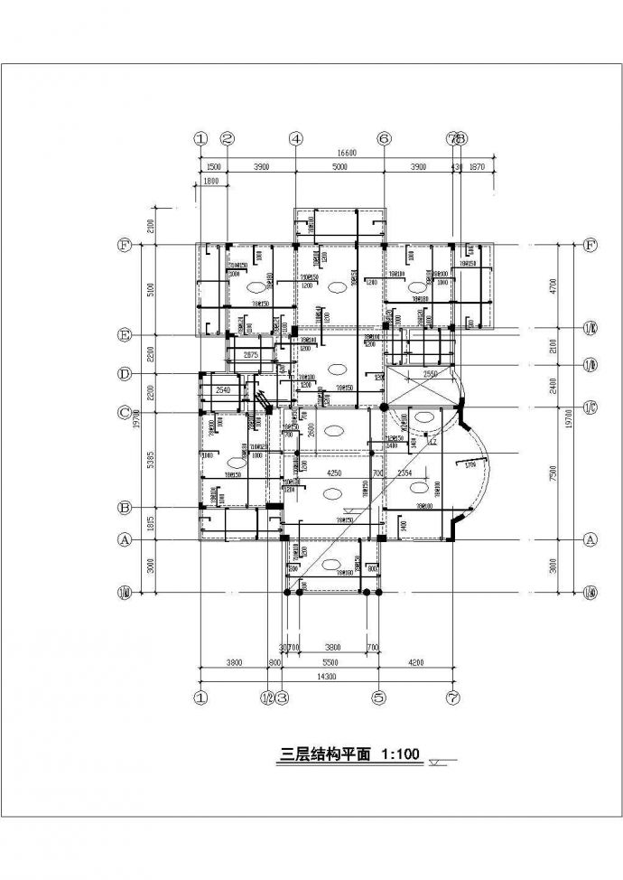 700平米左右3+1层框混结构单体别墅全套结构设计CAD图纸_图1