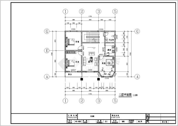 赣州市某小区400平米3层砖混结构单体别墅建筑设计CAD图纸-图二