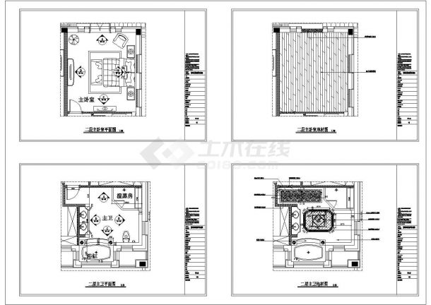 某二层带地下层框架结构中式别墅室内装修设计cad全套施工图（甲级院设计）-图二