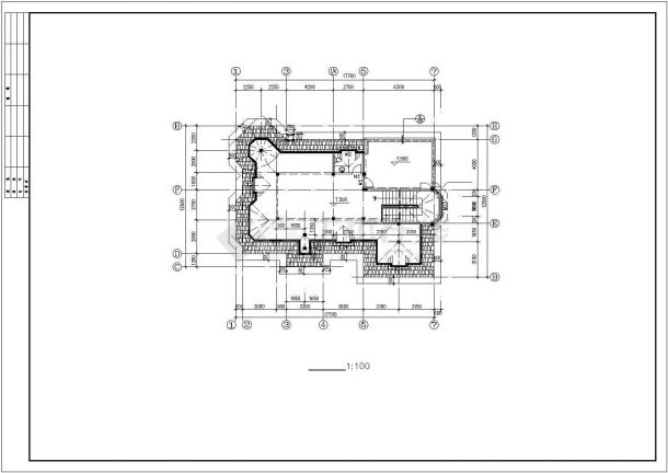 260平米2层框混结构单体别墅建筑设计CAD图纸（含阁楼层）-图二