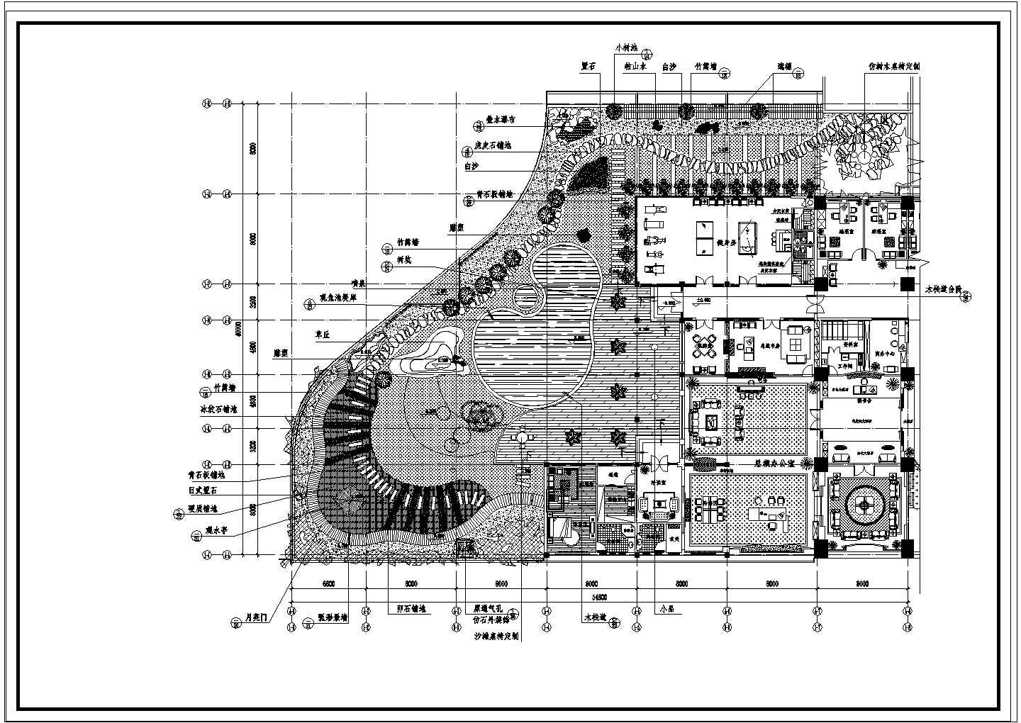 某办公楼屋顶花园环境工程设计套图-总平图.