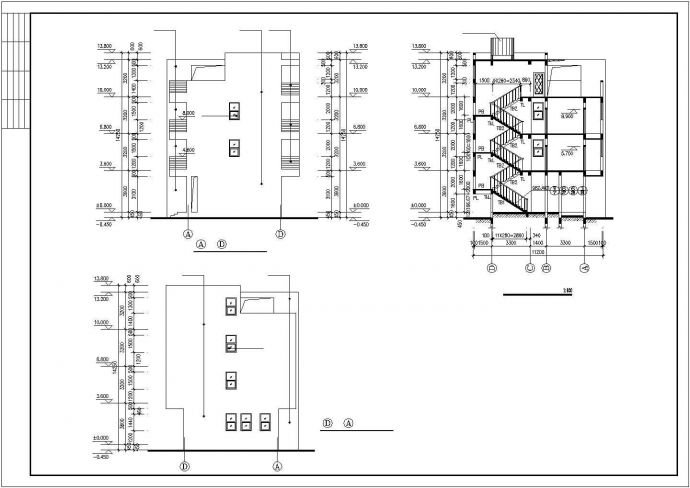450平米3+1层钢混框架结构独栋别墅全套建筑设计CAD图纸_图1