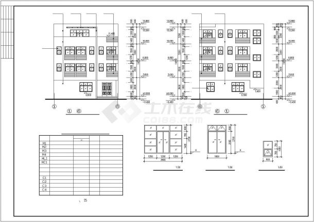 450平米3+1层钢混框架结构独栋别墅全套建筑设计CAD图纸-图二