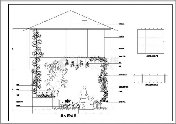 屋顶花园绿化布置CAD图纸.-图二