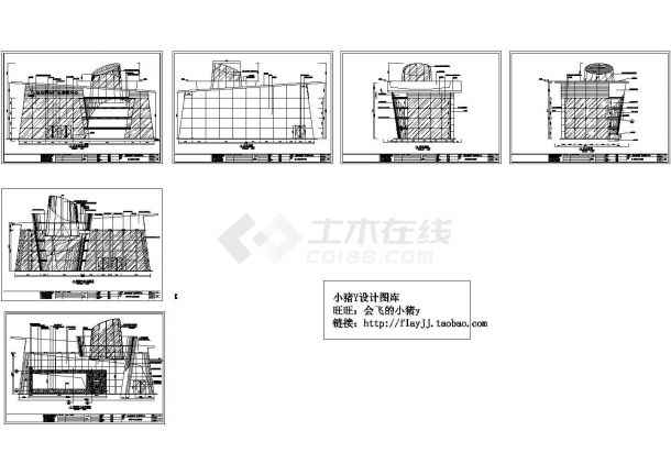 国际广场1层售楼中心建筑方案图【1层平面 6个立面 共2个CAD】-图一