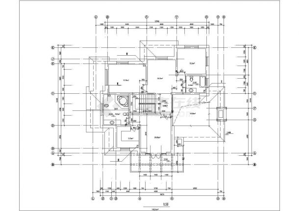 衡水市某小区338平米2层框混结构单体别墅平立剖面设计CAD图纸-图一
