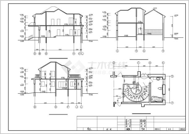 秦皇岛市某现代化村镇352平米2层砖混结构独栋别墅建筑设计CAD图纸-图一