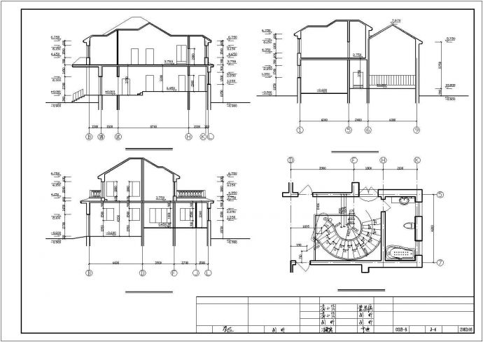 秦皇岛市某现代化村镇352平米2层砖混结构独栋别墅建筑设计CAD图纸_图1