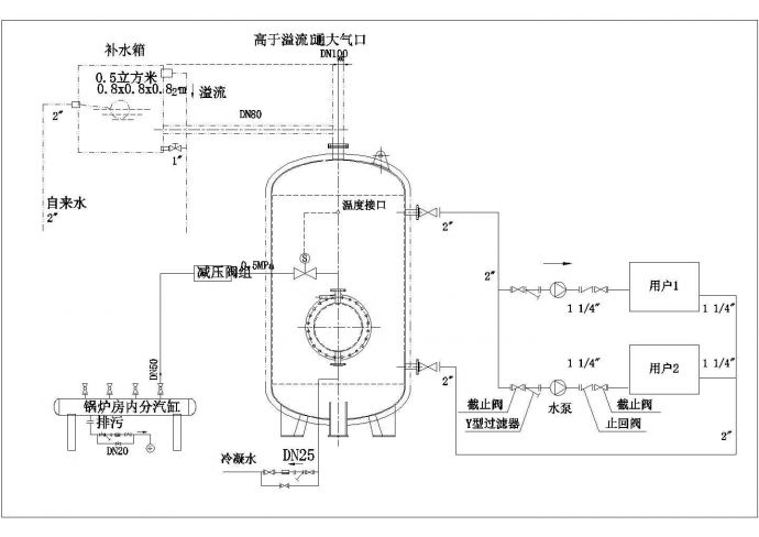 典型常压容积式热交换器设计cad详细施工图（含技术要求）_图1