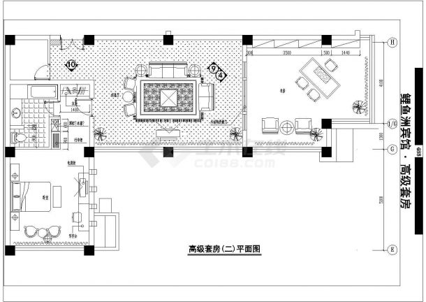 石家庄市某高档假日酒店内部客房装修设计CAD图纸-图二