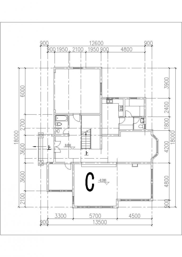 濮阳市某小区326平米2层混合结构单体别墅平立面设计CAD图纸_图1