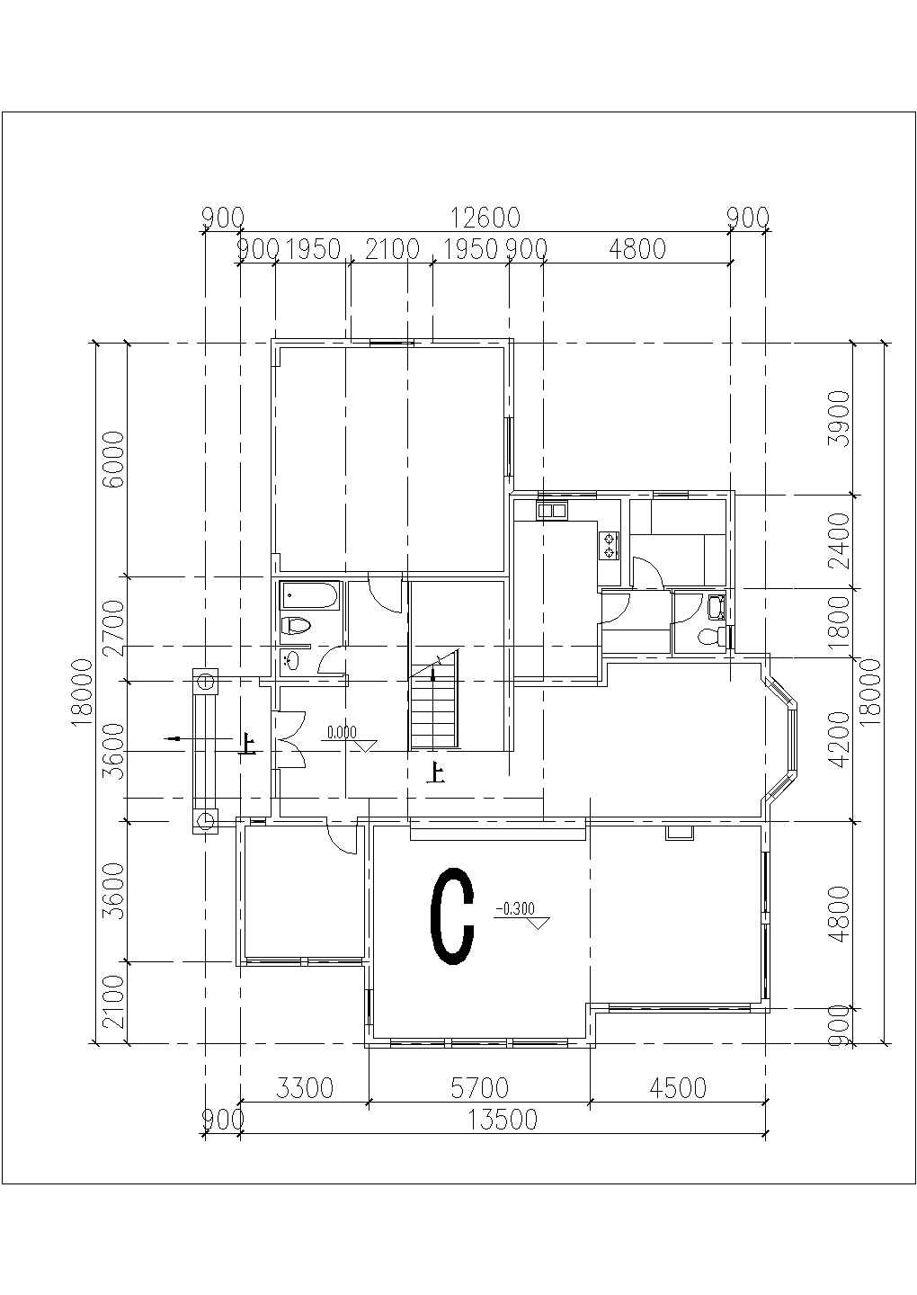 濮阳市某小区326平米2层混合结构单体别墅平立面设计CAD图纸