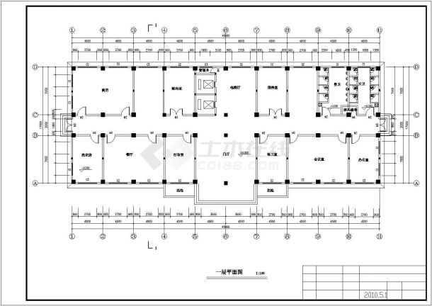 常德市某5千平米6层高档商务酒店建筑设计CAD图纸-图二