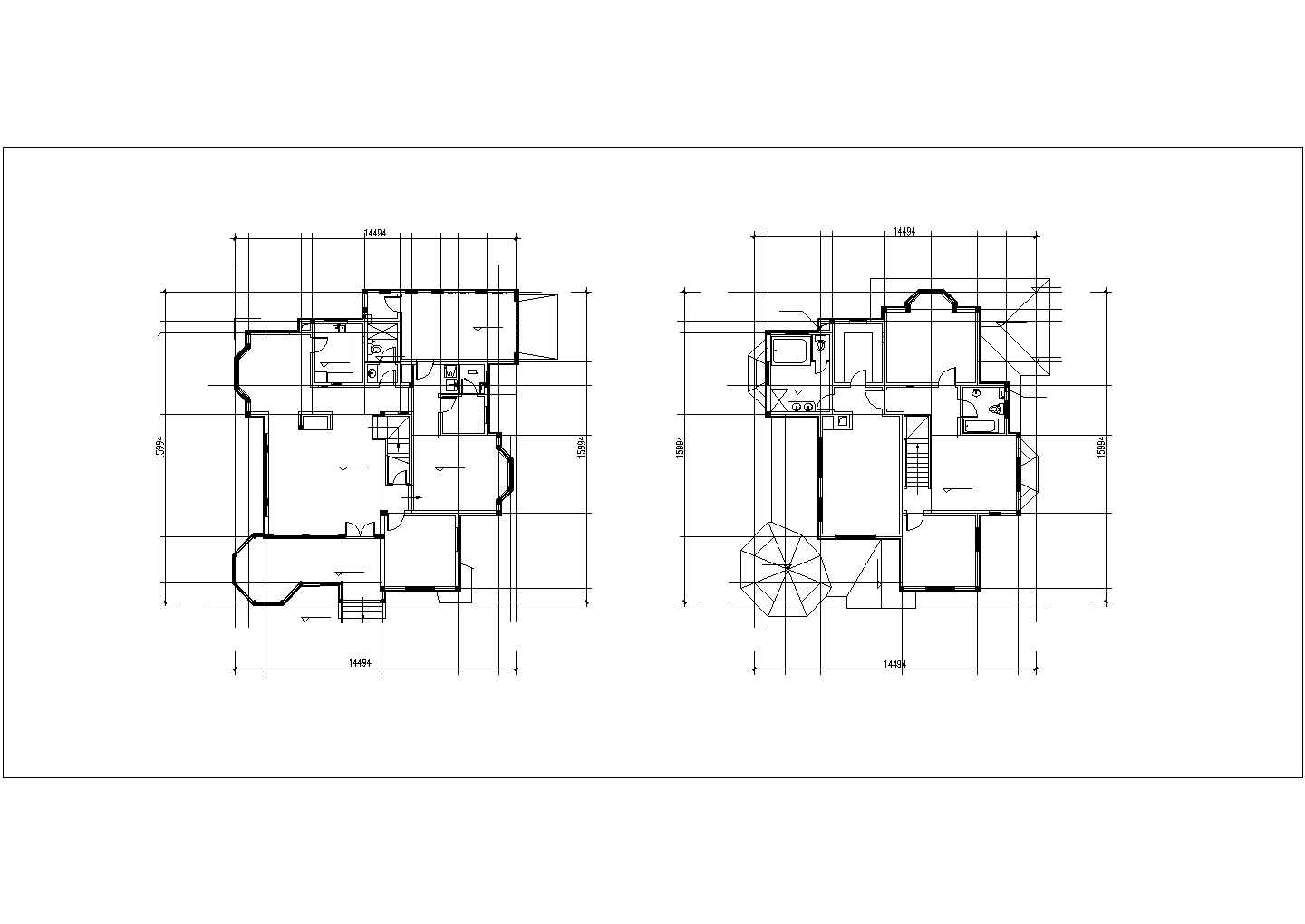独栋豪华别墅户型CAD施工方案图