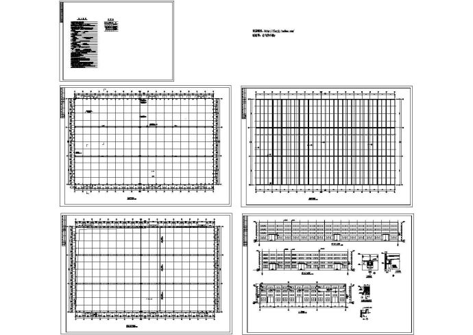 单层6510平米排架结构马鞍形壳板厂房建筑施工图【平立剖 说明】_图1