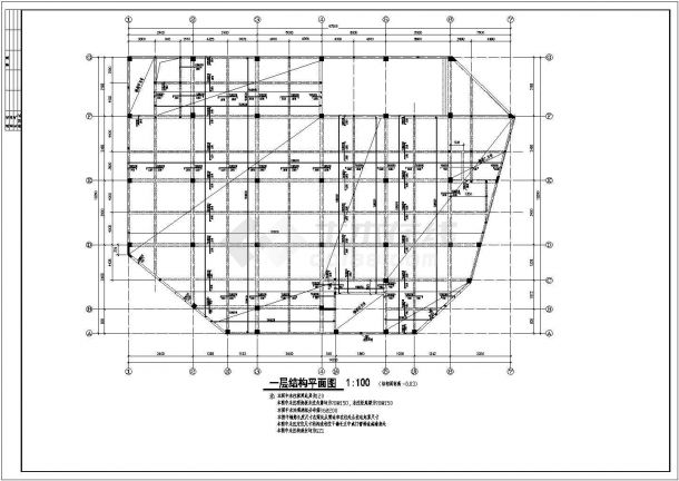 某框架结构多层商城设计cad 全套结构施工图（ 含设计说明）-图二