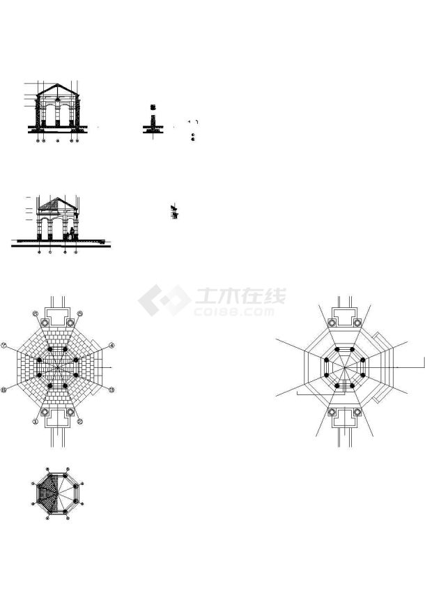 欧式八角亭设计施工图-图二