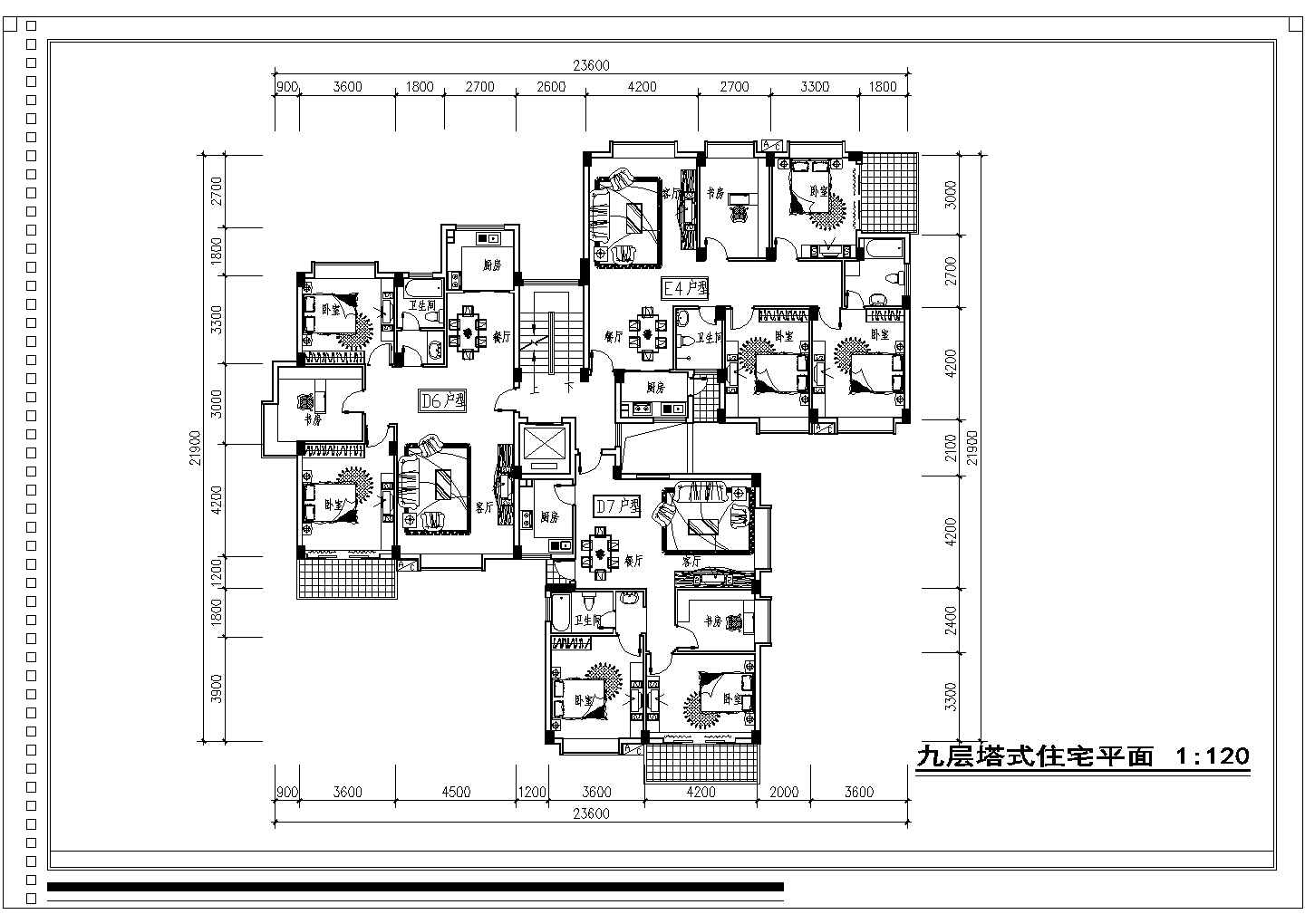 [福州]某住宅小区规划设计cad平面方案施工图(含塔式住宅平面图)