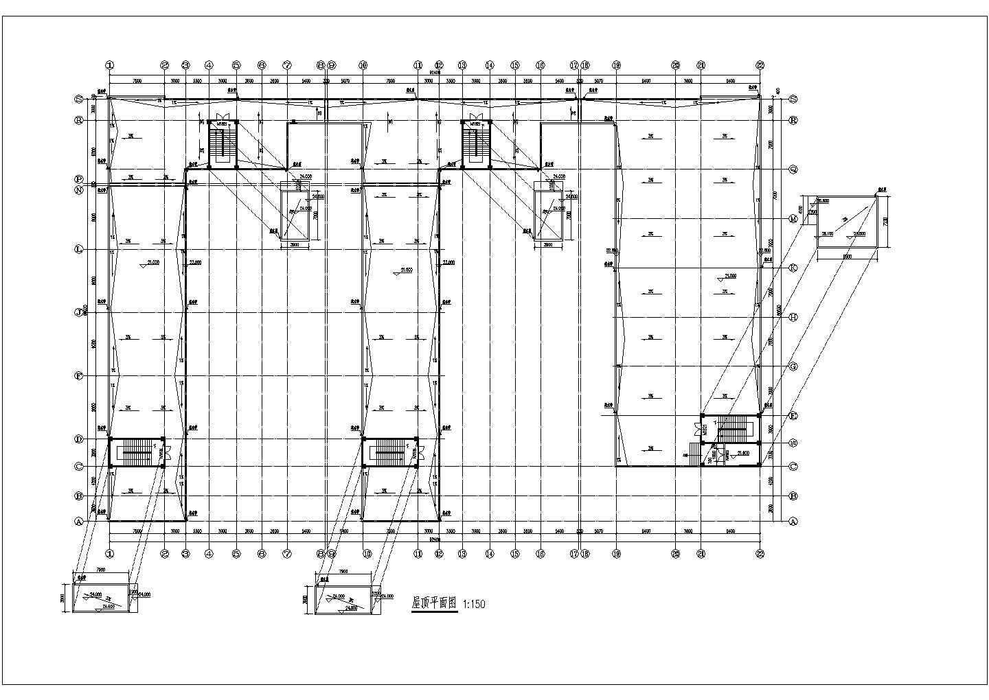 遵义市职教中心1.4万平米五层框架结构教学楼建筑CAD设计图纸
