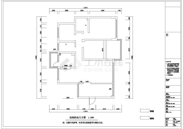 精美现代风格四居室结构设计CAD图-图二